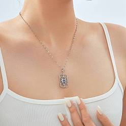 Платина Элегантные латунные прозрачные и синие кубические цирконии с полыми подвесками от сглаза, идеально подходит для повседневной носки, платина, 15.75 дюйм (40 см)