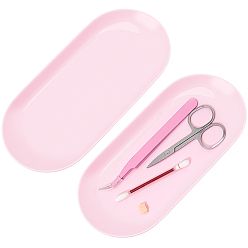 Pink Пластиковые подносы для маникюрных салонов, контейнеры для маникюрных инструментов, овальные, розовые, 17.9x8.35x1 см