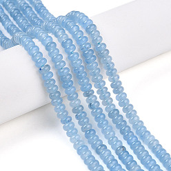 Светло-Голубой Окрашенные природные белый нефрит бисер пряди, рондель, Небесно-голубой, 4.5x2.5~3 мм, отверстие : 0.8 мм, около 142~148 шт / нитка, 14.57~14.96'' (37~38 см)