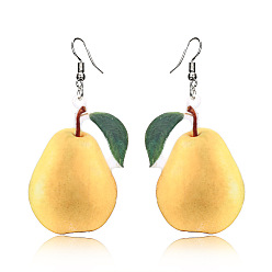 Pear Серьги с подвесками из акрила и сплава, платина, груша, 65x31 мм