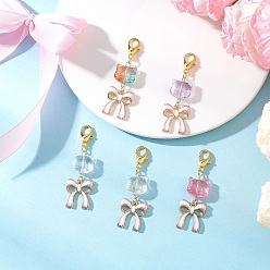 (52) Непрозрачная лаванда 5 шт. подвесные украшения из стекла и эмалевого сплава, с цинковым сплавом застежками омаров коготь, кот и бант, разноцветные, 57 мм