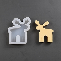 Deer DIY Silhouette Silicone Christmas Theme Candle Molds, for Scented Candle Making, Deer, 8x7x2.3cm
