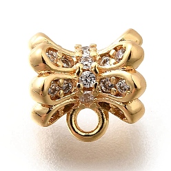 Настоящее золото 18K Латунные поручни из кубического циркония с микропаве, без кадмия, без никеля и без свинца, реальный 18 k позолоченный, 7.5x8x6.5 мм, отверстие : 1.2 мм