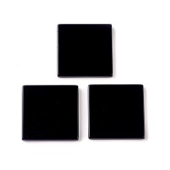 (946F)Морозный цвет внутри  Жонкиль / Непрозрачная зеленая подкладка Натуральный черный агат кабошонов, квадратный, 12x12x2 мм