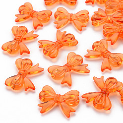 Коралловый Прозрачные акриловые бусины, бантом, коралл, 23x29.5x6 мм, отверстие : 1.6 мм, Около 293 шт / 500 г