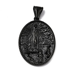 Черный 304 подвески из нержавеющей стали, ионное покрытие (ip), овальные с девственной, чёрные, 36x26.5x4.5~7 мм, отверстие : 4x9 мм