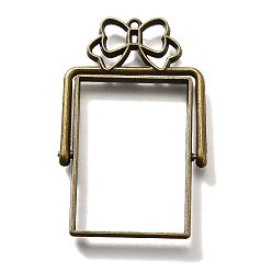 Античная Бронза Подвесные подвески из сплава, для diy уф смолы, эпоксидная смола, без кадмия, без никеля и без свинца, прямоугольник с бантом, античная бронза, 48.5x31x3.5 мм, отверстие : 1.5 мм
