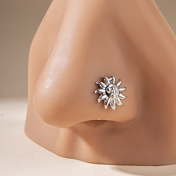 Солнце 304 Г-образные носовые кольца из нержавеющей стали, цвет нержавеющей стали, солнце, 10x11 мм