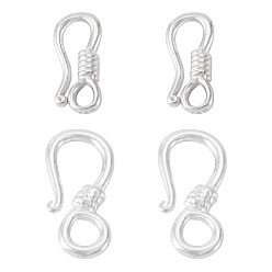 Серебро 4 шт. 2 стили застежки-крючки из стерлингового серебра, серебряные, 10~13x5~7x2 мм, отверстие : 1.6~2.5 мм, 2 шт / стиль
