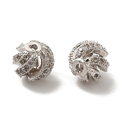 Платина Латунные микро проложить кубического циркония бусы, долговечный, без кадмия и без свинца, круглые, платина, 8 мм, отверстие : 1 мм