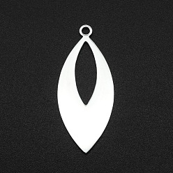 Нержавеющая Сталь Цвет Устойчивые к потускнению 201 подвески из нержавеющей стали с открытой задней частью, лошадиный глаз , лазерная резка, цвет нержавеющей стали, 14.5x6x1 мм, отверстие : 1.6 мм