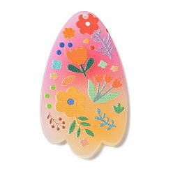 Разноцветный Печатные акриловые подвески, очарование лепестков цветов, красочный, 42.5x24x2.5 мм, отверстие : 1.6 мм