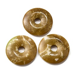 Southern Jade Подвески из натурального южного нефрита, пончик / пи-диск, ширина пончика: 15.5~16 мм, 39~40x6~7 мм, отверстие : 8 мм