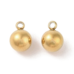 Настоящее золото 18K Ионное покрытие (ip) 304 брелоки из нержавеющей стали, круглый шарм, реальный 18 k позолоченный, 8.5x6 мм, отверстие : 1.4 мм