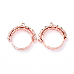 Rose Gold Alloy Open Back Bezel Pendants, Rotating Pendants, for DIY UV Resin, Epoxy Resin, Pressed Flower Jewelry, Ring, Rose Gold, 25.5x27x3.5mm, Hole: 1.5mm