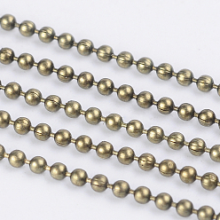 Antique Bronze Iron Ball Bead Chains, Soldered, Lead Free & Nickel Free, Antique Bronze Color, with Spool, Bead: about 1.5mm in diameter, about 328.08 Feet(100m)/roll