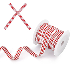 Красный 50 ярдов полиэстеровой клетчатой ленты, для аксессуаров для одежды, украшение подарка, красные, 5/8 дюйм (15~16 мм)