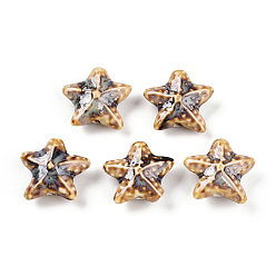 Цвет Древесины Фарфоровые бусины ручной работы, фантазии античного стекла фарфора, керамические бусины в виде морских звезд, деревесиные, 18.5~20.5x21~22x8.5~10 мм, отверстие : 1.8~2.5 мм