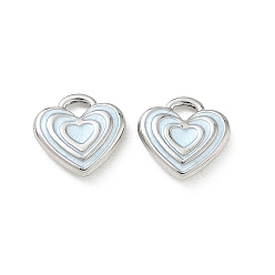 Platino Colgantes de la aleación del esmalte, encantos del corazón, larga duración plateado, Platino, 10.5x11x2.5 mm, agujero: 2x2.5 mm