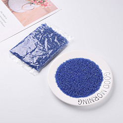 Cornflower Blue Glass Seed Beads, Trans. Colours Lustered, Round, Cornflower Blue, 3mm, Hole: 1mm, about 10000pcs/pound