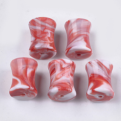 Tomato Acrylic Beads, Imitation Gemstone Style, Two Tone, Bamboo Joint, Tomato, 23x19mm, Hole: 3mm, about 77pcs/500g