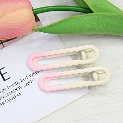 Pink Сплав зажимами волос, овальные, аксессуары для волос для женщин и девочек, розовые, 60x15 мм