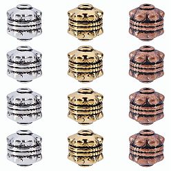 Mixed Color Tibetan Style Alloy Beads, Lead Free & Cadmium Free & Nickel Free, Round, Mixed Color, 10x10mm, Hole: 2mm, 3 colors, 20pcs/color, 60pcs/box