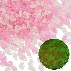 Pink Светящиеся прозрачные акриловые бусины, арахис, светится в темноте, розовые, 6.5~7x4x3~3.5 мм, отверстие : 1.4 мм