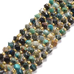 Chrysocolla Natural Chrysocolla Beads Strands, with Seed Beads, Faceted, Diagonal Cube Beads, 5~6x5~6x4~5mm, Hole: 1mm, about 49~55pcs/strand, 15.35''~15.75''(39~40cm)