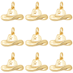 Настоящее золото 18K 10 латунные подвески шт., шляпа, без кадмия и без свинца, с целью перехода в кольце, реальный 18 k позолоченный, 10.5x16.5x3 мм, отверстие : 3 мм