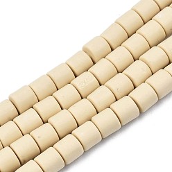 Tan Handmade Polymer Clay Bead Strands, Column, Tan, 6.5x6mm, Hole: 1.2mm, about 61pcs/strand, 15.75 inch(40cm)