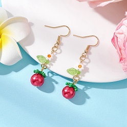 (123L) Белый крем непрозрачный блеск 304 серьги-подвески в форме томата из нержавеющей стали, со стеклом, золотые304 серьги-подвески из нержавеющей стали в форме томата, со стеклом, золотые, огнеупорный кирпич, 53x10~11 мм