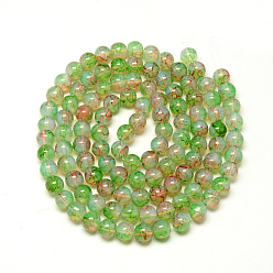 Lime Green Baking Painted Glass Beads Strands, Imitation Opalite, Round, Lime Green, 6mm, Hole: 1.3~1.6mm, about 133pcs/strand, 31.4 inch