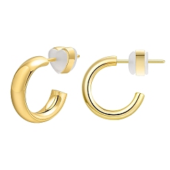 Золотой 304 серьги-гвоздики из нержавеющей стали c-образной формы, золотые, 15x4.8 мм