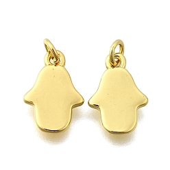 Настоящее золото 18K Латунные подвески, hamsa hand charms, стойки покрытие, прочное покрытие, без кадмия и без свинца, с целью перехода в кольце, реальный 18 k позолоченный, 11.5x8x1.5 мм, отверстие : 2 мм