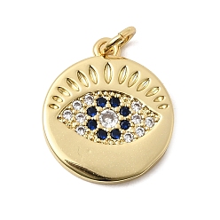 Настоящее золото 18K Латунные микро проложить кубического циркония подвески, долговечный, стойки покрытие, без свинца и без кадмия, глаз с плоскими круглыми подвесками, реальный 18 k позолоченный, 19x16x2 мм, Перейти кольцо: 5x0.8 мм, внутренний диаметр: 3.4 мм