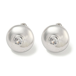 Half Round Серьги-гвоздики из латуни с микропаве из кубического циркония для женщин, без кадмия и без свинца, долговечный, платина, полукруглый, 18 мм