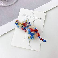 Синий Заколки для волос из кожи аллигатора в форме кошки из ацетата целлюлозы (смола), для женщин девушек, синие, 80x35 мм