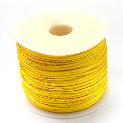 Золотистый Металлические шнуры из бисера, Нейлоновый хвостовой шнур, золотые, 1.5 мм, около 100 ярдов / рулон (300 футов / рулон)