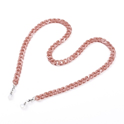Dark Salmon Eyeglasses Chains, Neck Strap for Eyeglasses, with Acrylic Curb Chains, 304 Stainless Steel Lobster Claw Clasps and Rubber Loop End, Dark Salmon, 27.95 inch(71cm)