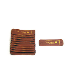 Седло Коричневый Бирки из искусственной кожи, бирка с тиснением ручной работы, с отверстиями, для джинсов своими руками, , обуви, аксессуары для шляп, прямоугольник со словом и сердцем, седло коричневый, 50x15 мм