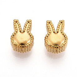 Настоящее золото 18K Ионное покрытие (ip) 304 брелоки из нержавеющей стали, кролика головы, реальный 18 k позолоченный, 7x5x3.5 мм, отверстие : 1.8 мм