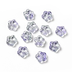 Лиловый Прозрачные стеклянные бусины, цветка сливы цветок, сирень, 12.5x13x5.5 мм, отверстие : 1.2 мм