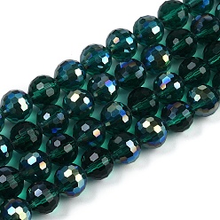 Темно-серый Прозрачные стеклянные бусины гальваническим пряди, граненые, круглые, темно-серый, 9~10 мм, отверстие : 1.3 мм, около 63~68 шт / нитка, 24.41~25.43'' (62~64.6 см)