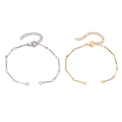 Golden & Stainless Steel Color 2Pcs 2 Colors 304 Stainless Steel Cuboid Bar Link Chain Bracelet Making, Golden & Stainless Steel Color, 6-1/4 inch(16cm), Hole: 2.5mm, 1pc/color