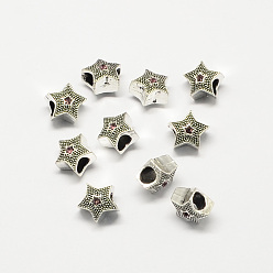 Свет Аметист Сплав горный хрусталь звезды большой отверстие европейские шарики, античное серебро, светлый аметист, 10.5x10.5x7 мм, отверстие : 5 мм