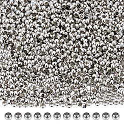 Платина 2000 шт. латунные обжимные бусины, рондель, платина, 3 мм, отверстие : 2 мм, 2000 шт / комплект