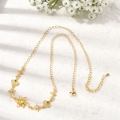 Настоящее золото 14K Подвески из латуни с микропаве из кубического циркония в виде солнца, луны и звезды., ожерелья-цепочки для женщин, стойки покрытие, без кадмия и без свинца, долговечный, реальный 14 k позолоченный, 17.09 дюйм (43.4 см)