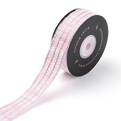 Rose Brumeux Ruban polyester, 4 motif à rayures, pour les mariages emballage cadeau, décorations d'arc, rose brumeuse, 1 pouces (26 mm), 10 yards / rouleau (91.44m / roll)