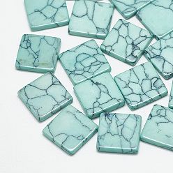 Pale Turquoise Synthetic Turquoise Cabochons, Dyed, Square, Pale Turquoise, 12x12x2mm